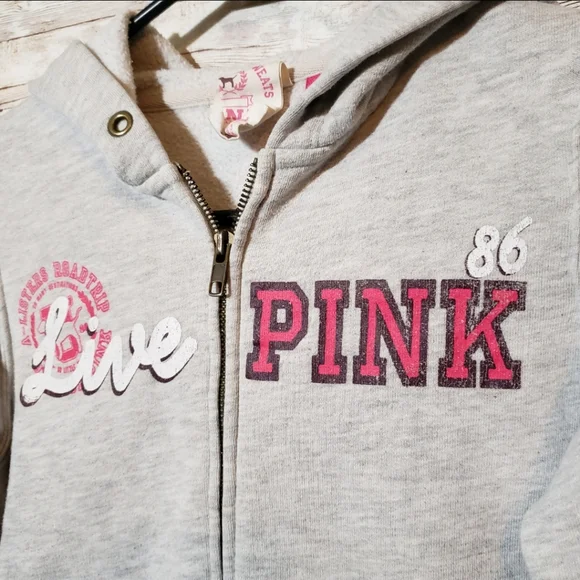 PINK Victoria's Secret A Lister Road Trip 86 Live Full Zip Up Hoodie VS Grey - Picture 2 of 8